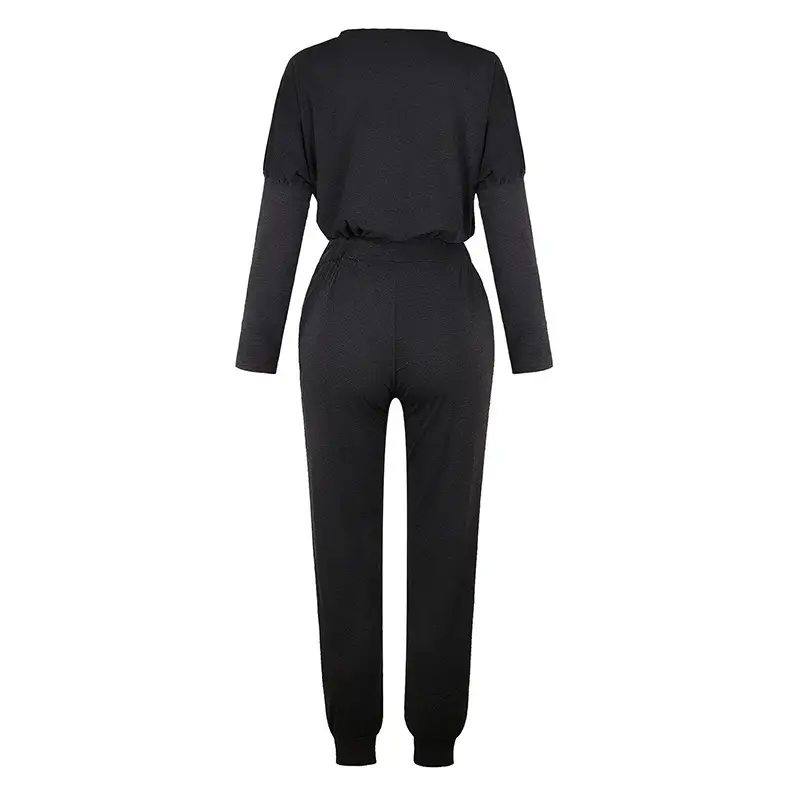 Black Long Sleeve Casual Track Suit for Women — feature 7