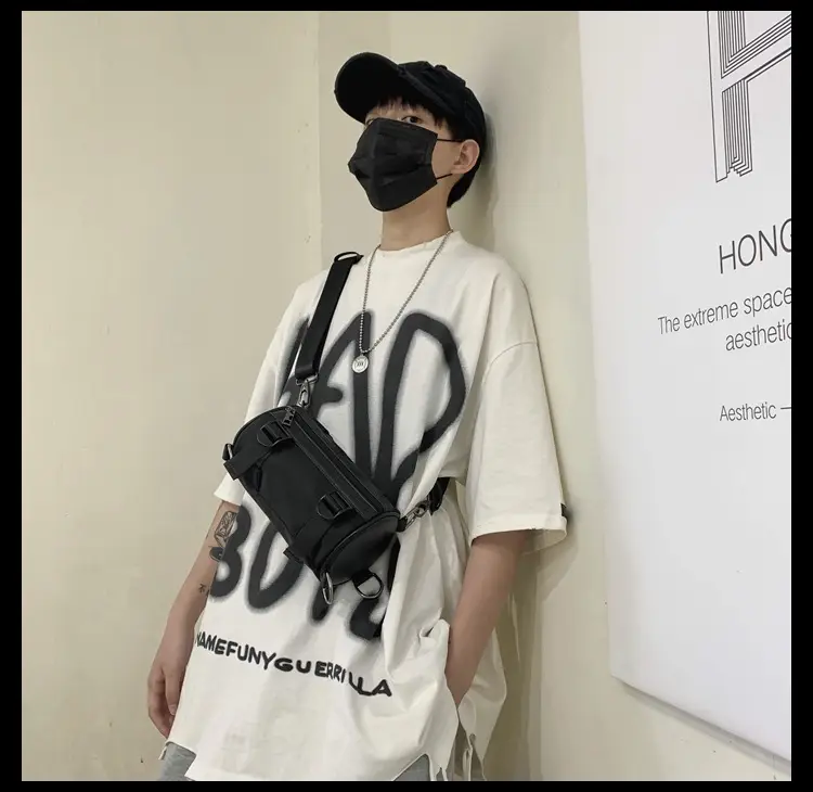 Women's Black Bucket Bag Shoulder Crossbody Tooling Bag — feature 14