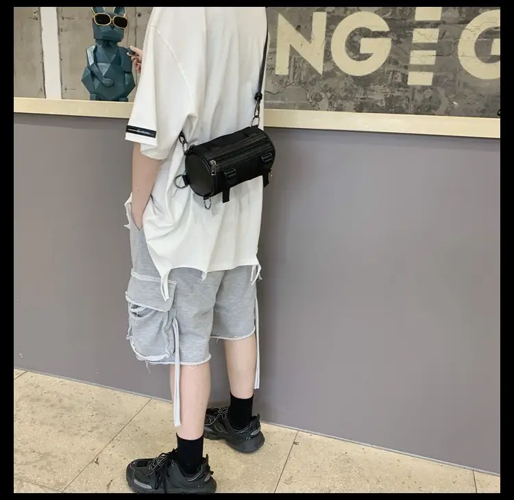 Women's Black Bucket Bag Shoulder Crossbody Tooling Bag — feature 18