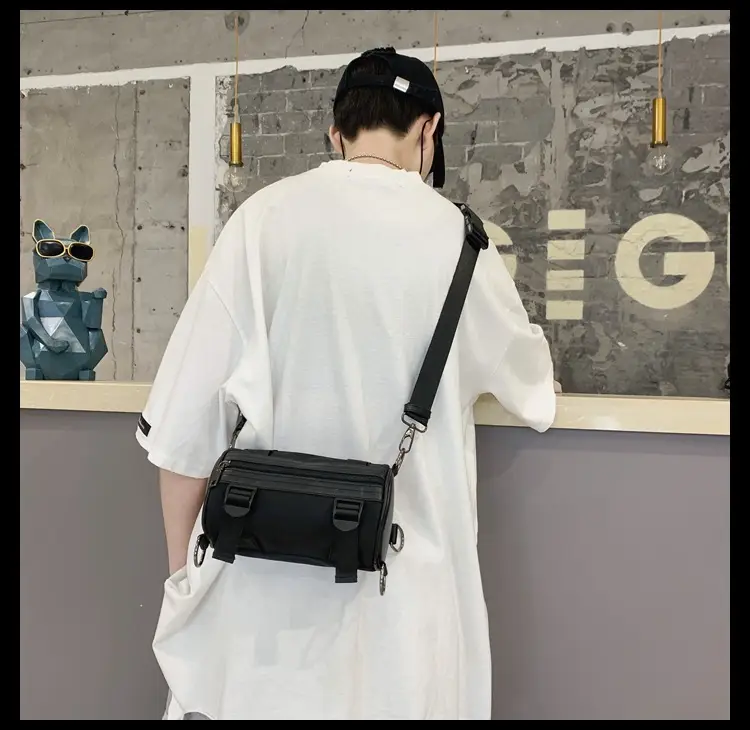 Women's Black Bucket Bag Shoulder Crossbody Tooling Bag — feature 19