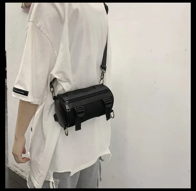 Women's Black Bucket Bag Shoulder Crossbody Tooling Bag — feature 20