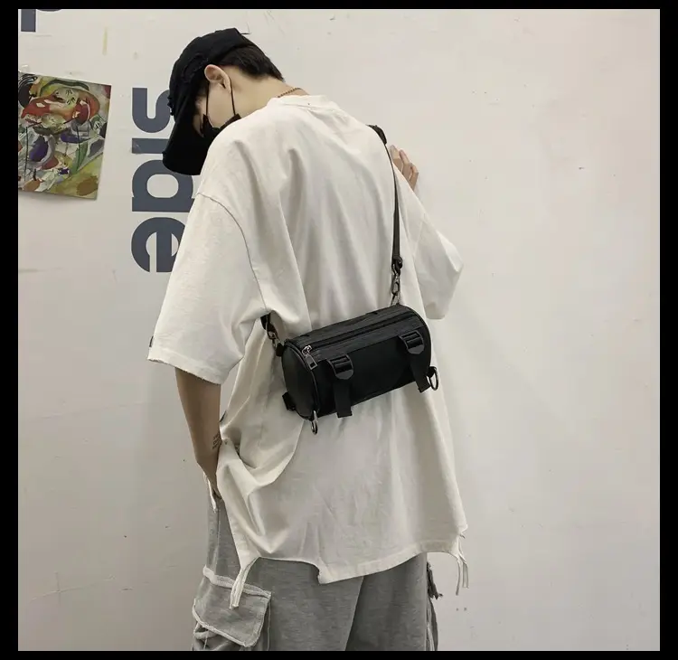 Women's Black Bucket Bag Shoulder Crossbody Tooling Bag — feature 21