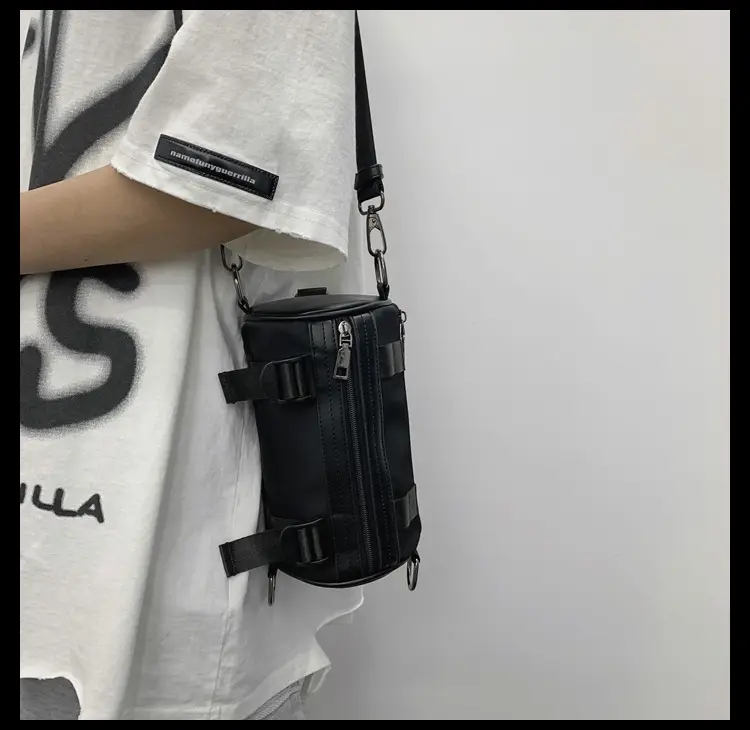 Women's Black Bucket Bag Shoulder Crossbody Tooling Bag — feature 22