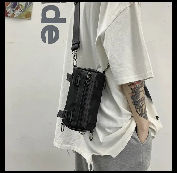 Women's Black Bucket Bag Shoulder Crossbody Tooling Bag — feature 23