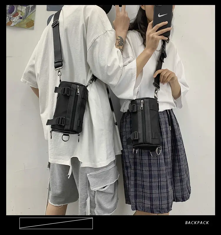 Women's Black Bucket Bag Shoulder Crossbody Tooling Bag — feature 25