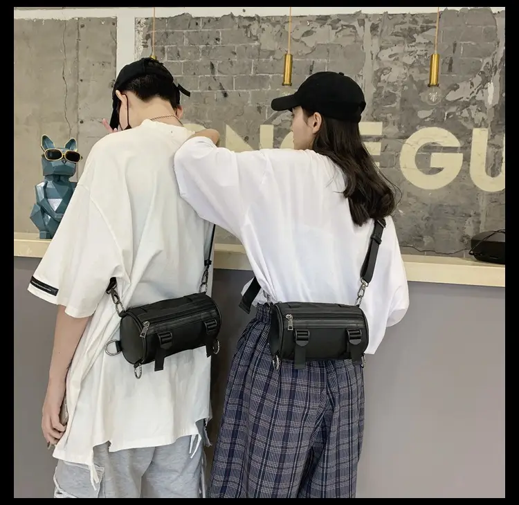 Women's Black Bucket Bag Shoulder Crossbody Tooling Bag — feature 28