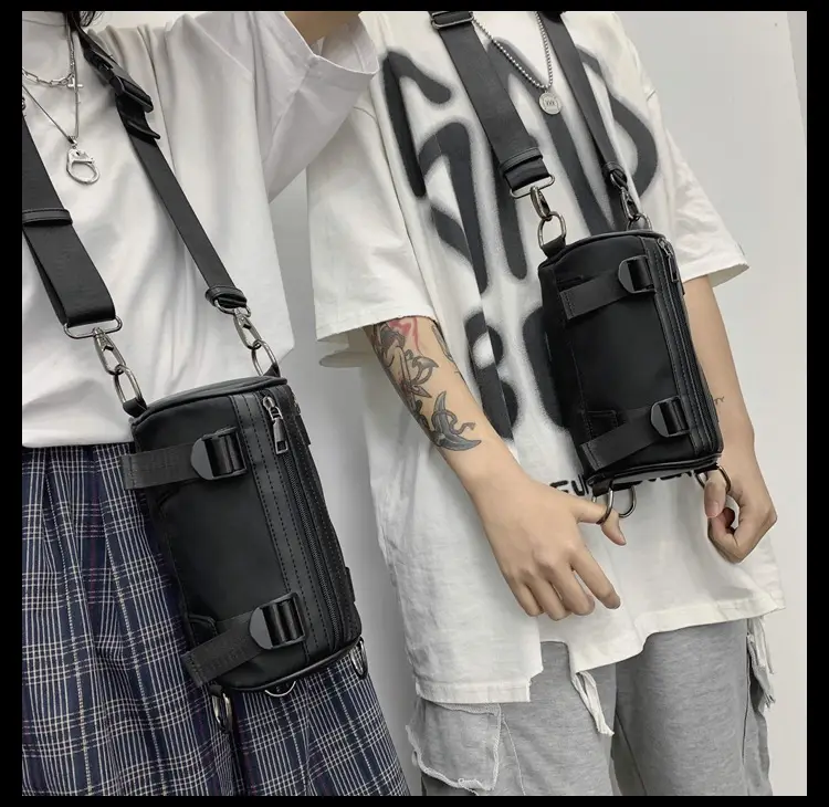 Women's Black Bucket Bag Shoulder Crossbody Tooling Bag — feature 29