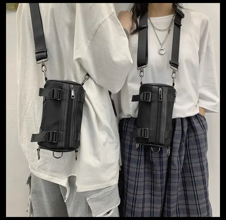 Women's Black Bucket Bag Shoulder Crossbody Tooling Bag — feature 30