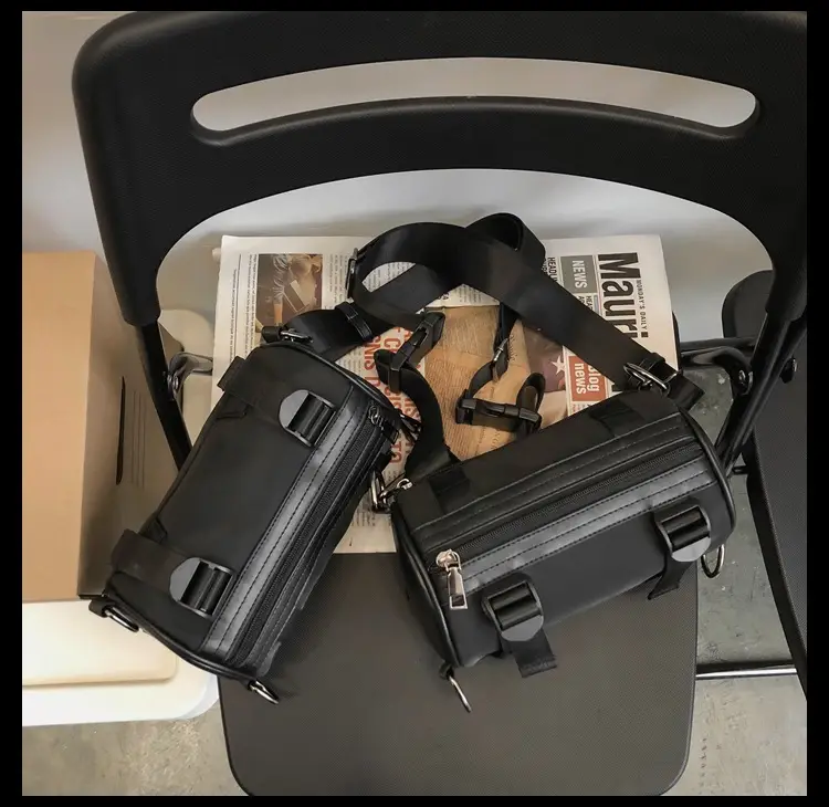 Women's Black Bucket Bag Shoulder Crossbody Tooling Bag — feature 32