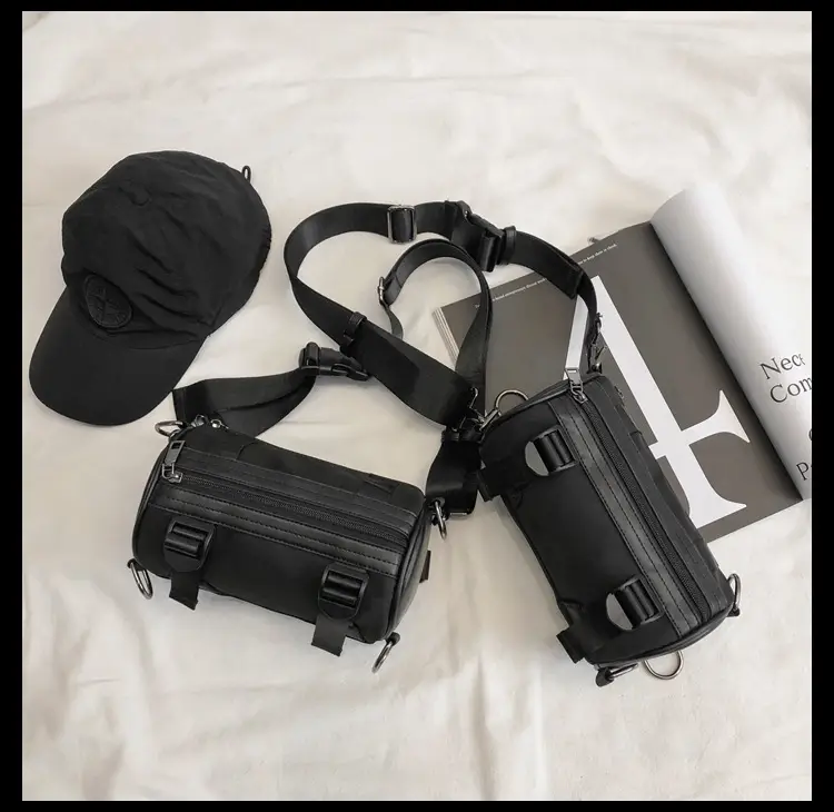 Women's Black Bucket Bag Shoulder Crossbody Tooling Bag — feature 33