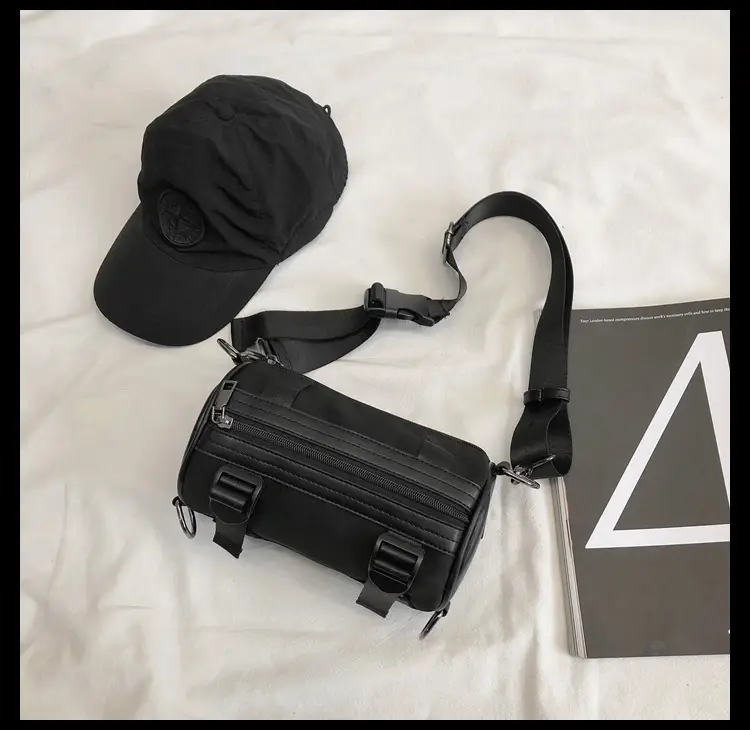 Women's Black Bucket Bag Shoulder Crossbody Tooling Bag — feature 37