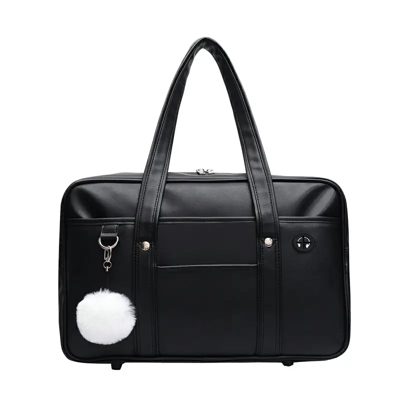 Japanese Style PU Leather Shoulder Bag Black - Image 8
