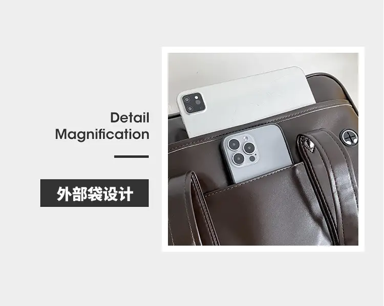 Japanese Style PU Leather Shoulder Bag Black — feature 11