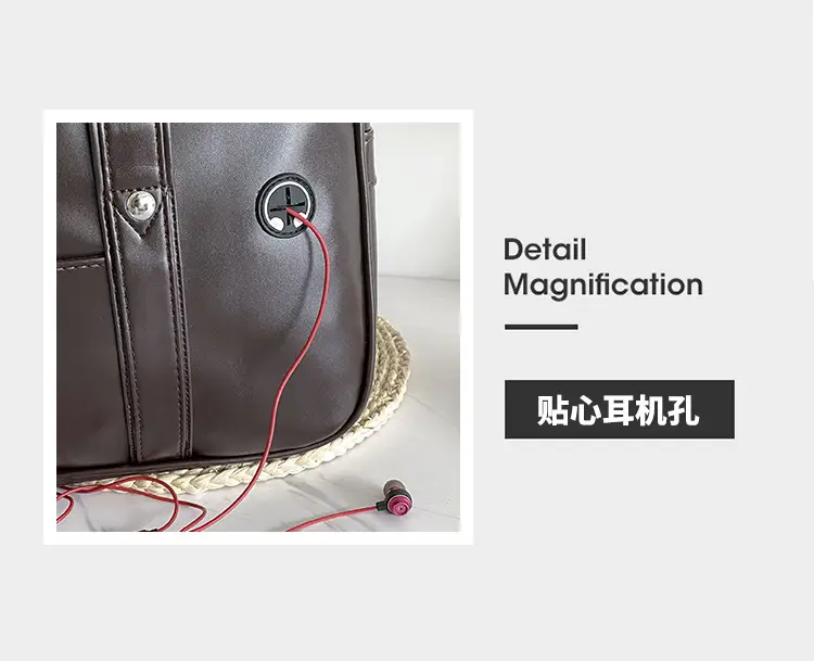 Japanese Style PU Leather Shoulder Bag Black — feature 12