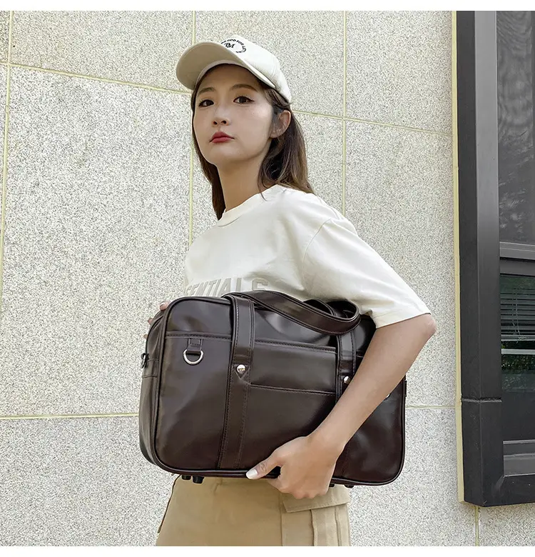Japanese Style PU Leather Shoulder Bag Black — feature 21