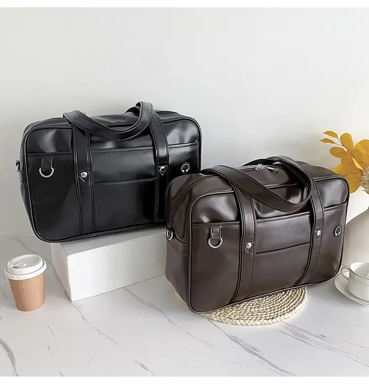 Japanese Style PU Leather Shoulder Bag Black — feature 23