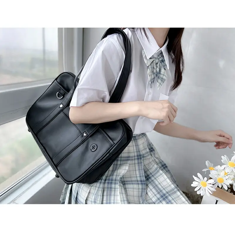 Japanese Style PU Leather Shoulder Bag Black — feature 4
