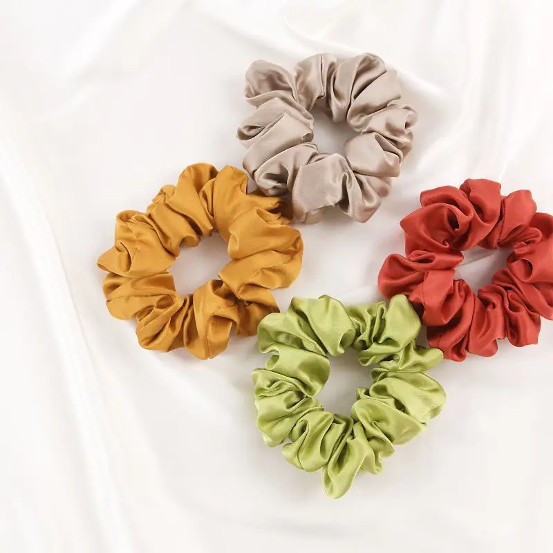 Pink Silk Hair Scrunchie 4.5cm Large - Image 21