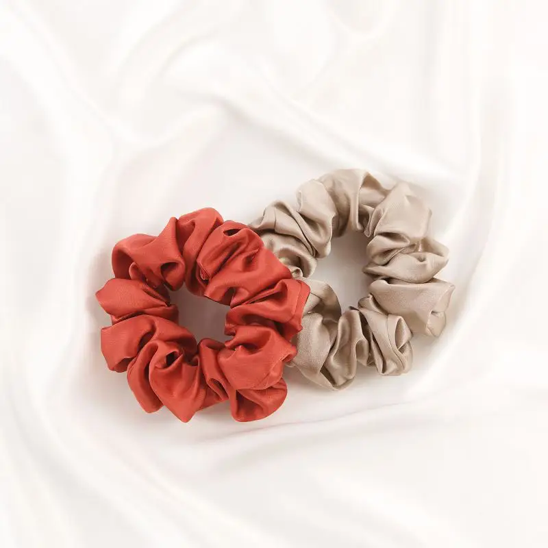 Pink Silk Hair Scrunchie 4.5cm Large - Image 22