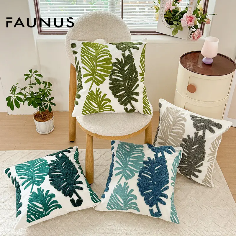 Mixed Pillow Set Green Leaf Yellow Geometric Home Decor
