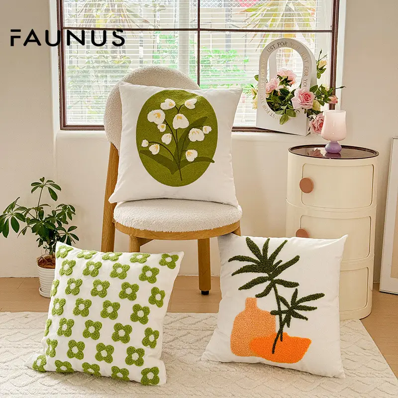 Mixed Pillow Set Green Leaf Yellow Geometric Home Decor — feature 12