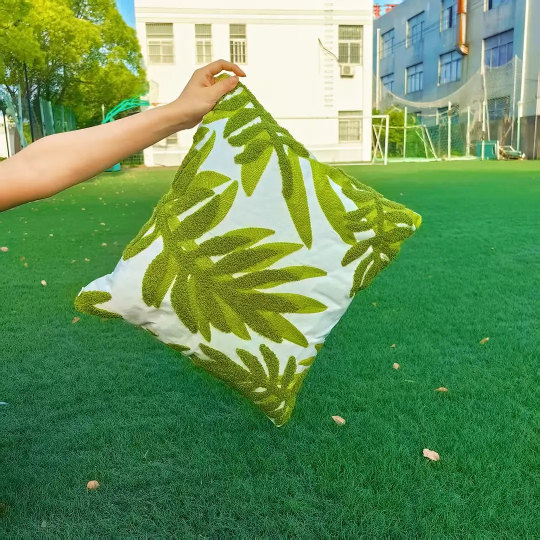 Mixed Pillow Set Green Leaf Yellow Geometric Home Decor