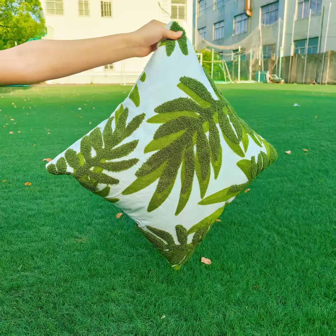 Mixed Pillow Set Green Leaf Yellow Geometric Home Decor