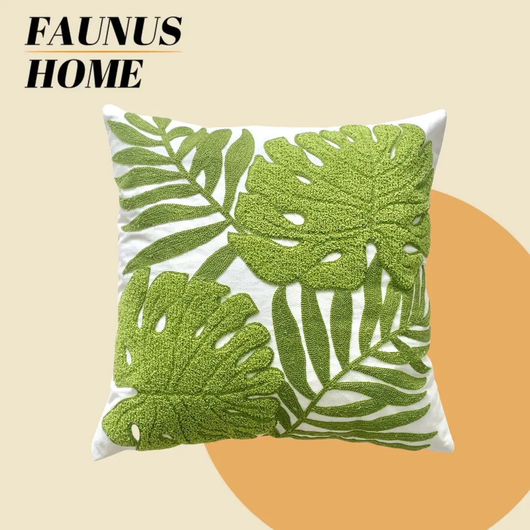 Mixed Pillow Set Green Leaf Yellow Geometric Home Decor