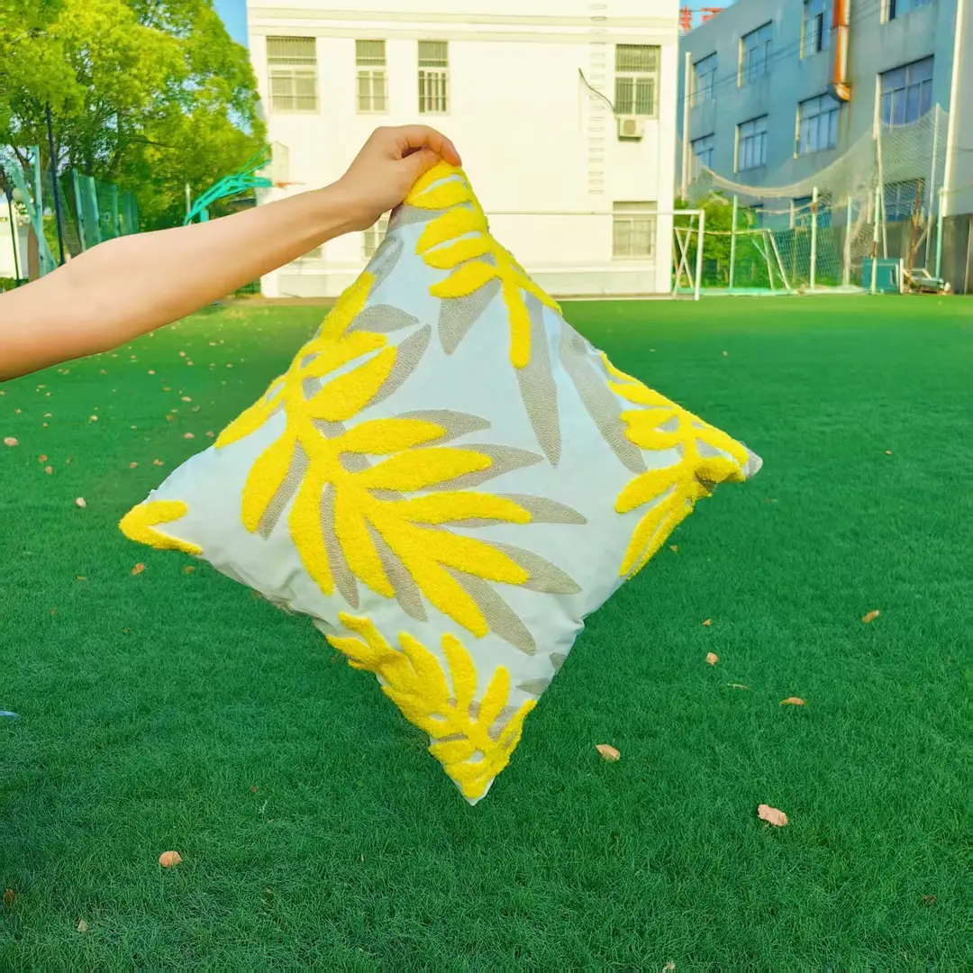 Mixed Pillow Set Green Leaf Yellow Geometric Home Decor
