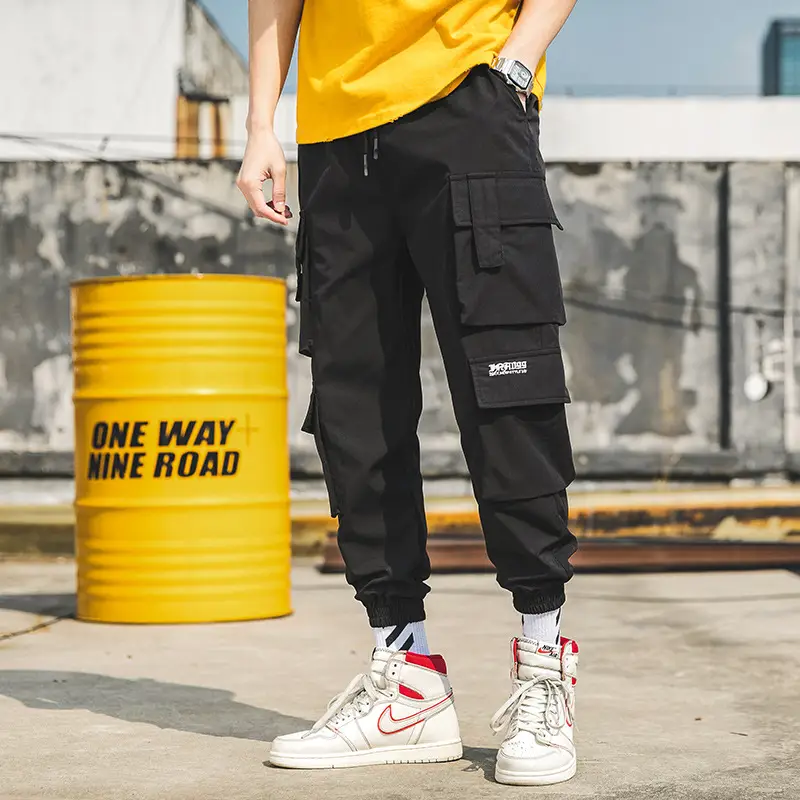 Men's Cargo Leg Overalls Black Beige Grey Ruffian Style - Image 3