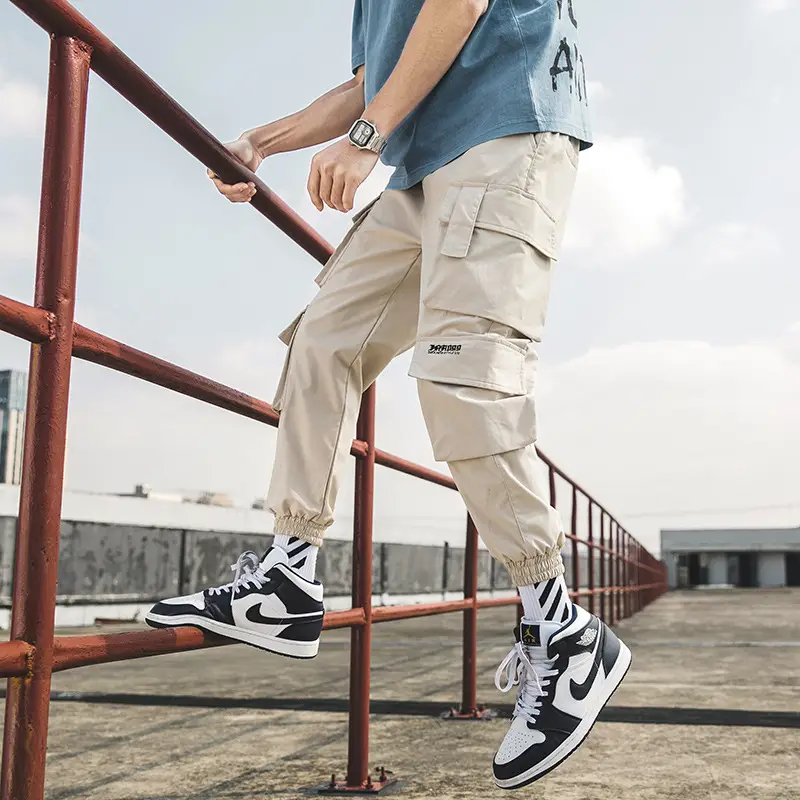 Men's Cargo Leg Overalls Black Beige Grey Ruffian Style - Image 4