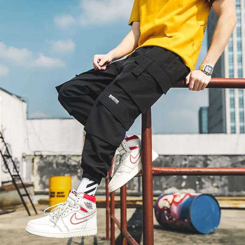 Men's Cargo Leg Overalls Black Beige Grey Ruffian Style - Image 5