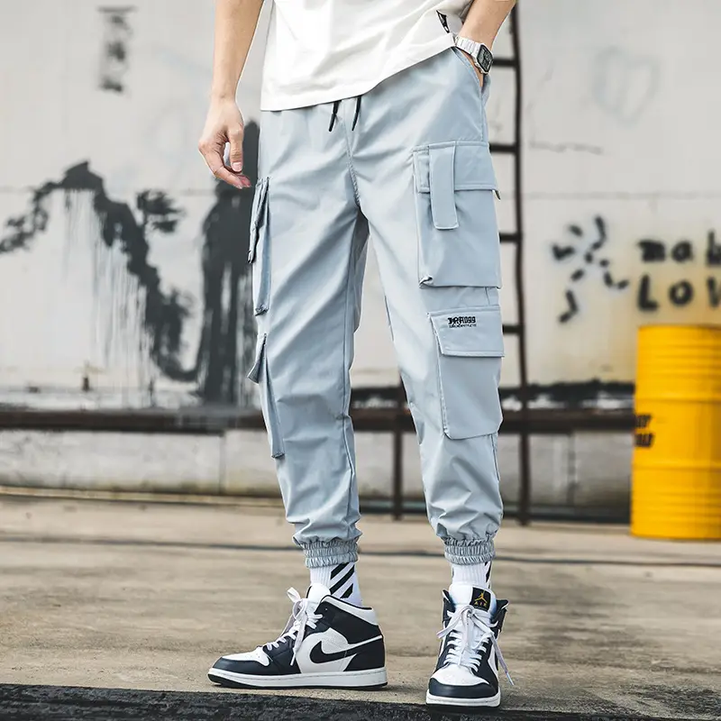 Men's Cargo Leg Overalls Black Beige Grey Ruffian Style - Image 6