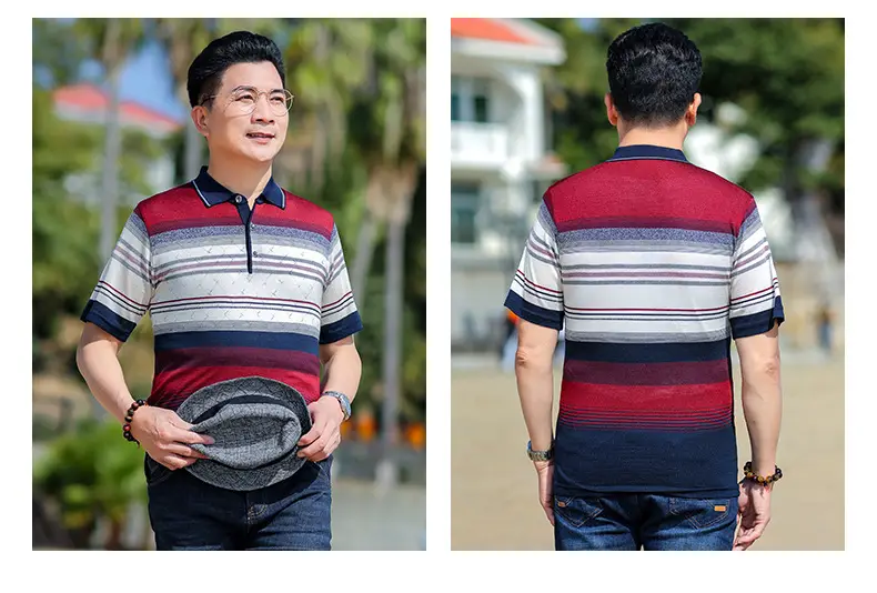 Dad Summer Striped Polo T-Shirt Middle Age Men — feature 10