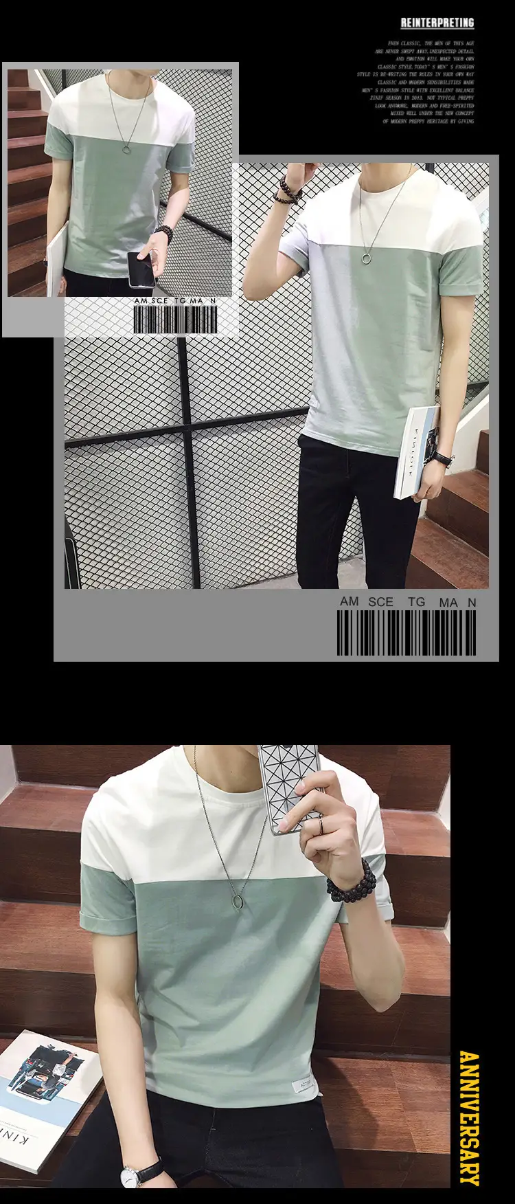 Men Slim Fit Cotton T-Shirt Blue White 2024 — feature 10