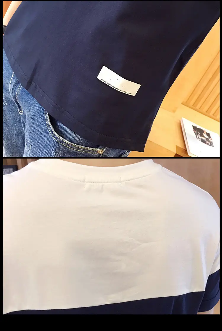 Men Slim Fit Cotton T-Shirt Blue White 2024 — feature 14