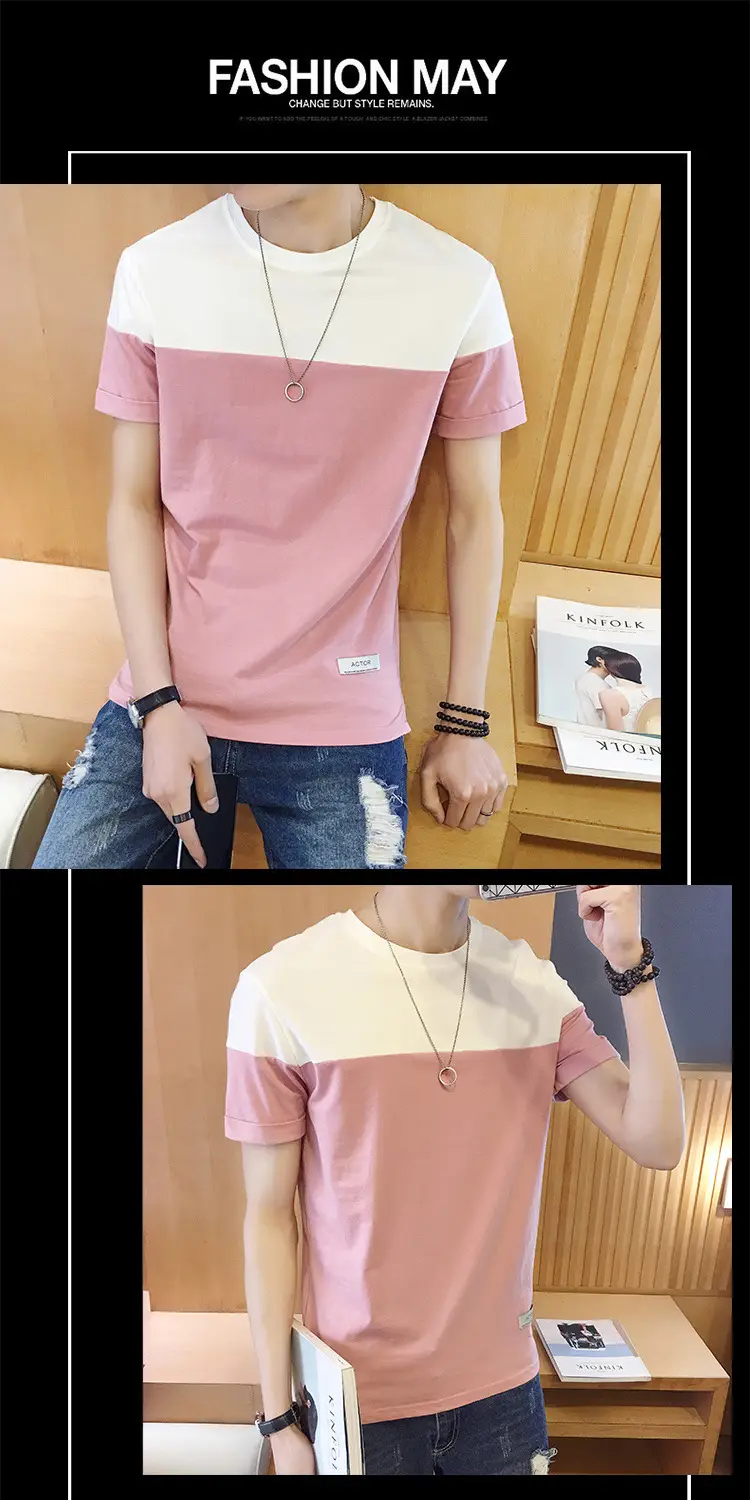 Men Slim Fit Cotton T-Shirt Blue White 2024 — feature 4