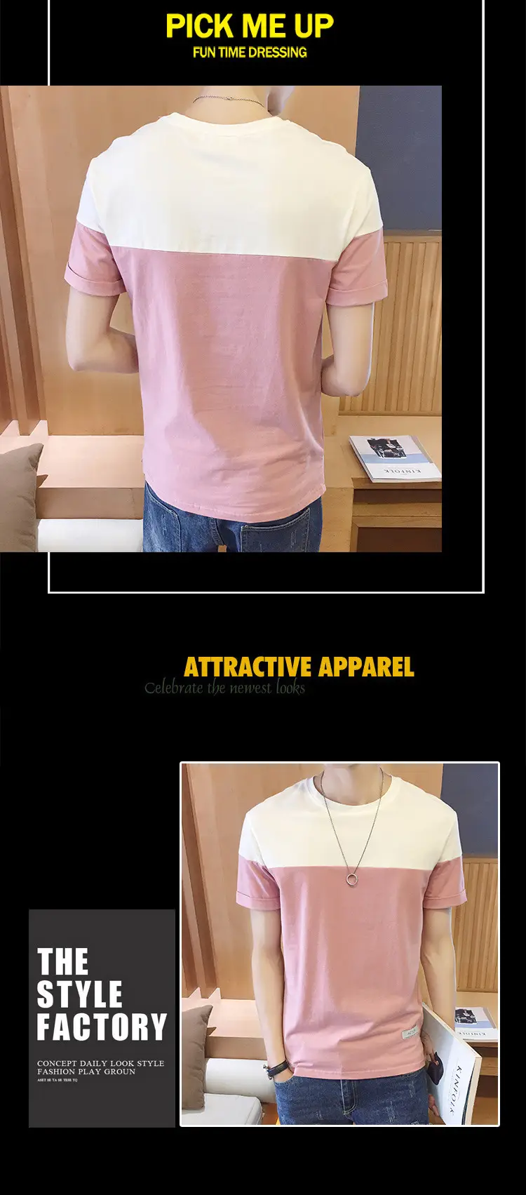 Men Slim Fit Cotton T-Shirt Blue White 2024 — feature 5