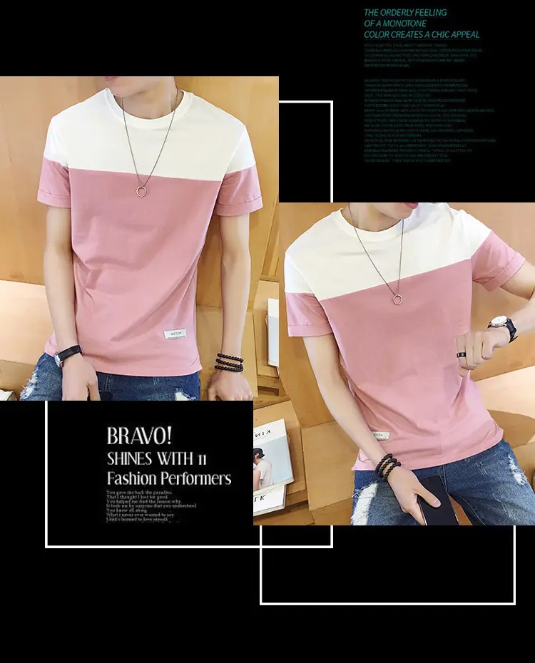 Men Slim Fit Cotton T-Shirt Blue White 2024 — feature 6