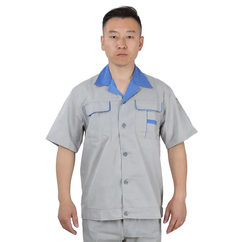 Factory Direct Grey Short Sleeve Labor Protection Overalls - Image 4