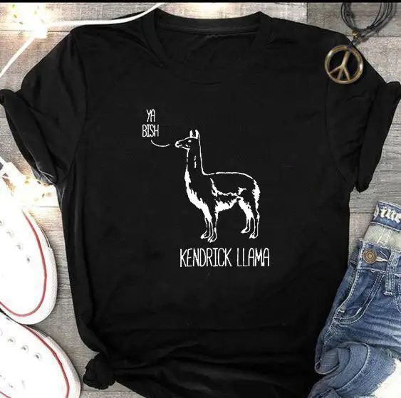 Kendrick Llama Graphic T-Shirt Black Short Sleeve - Image 2