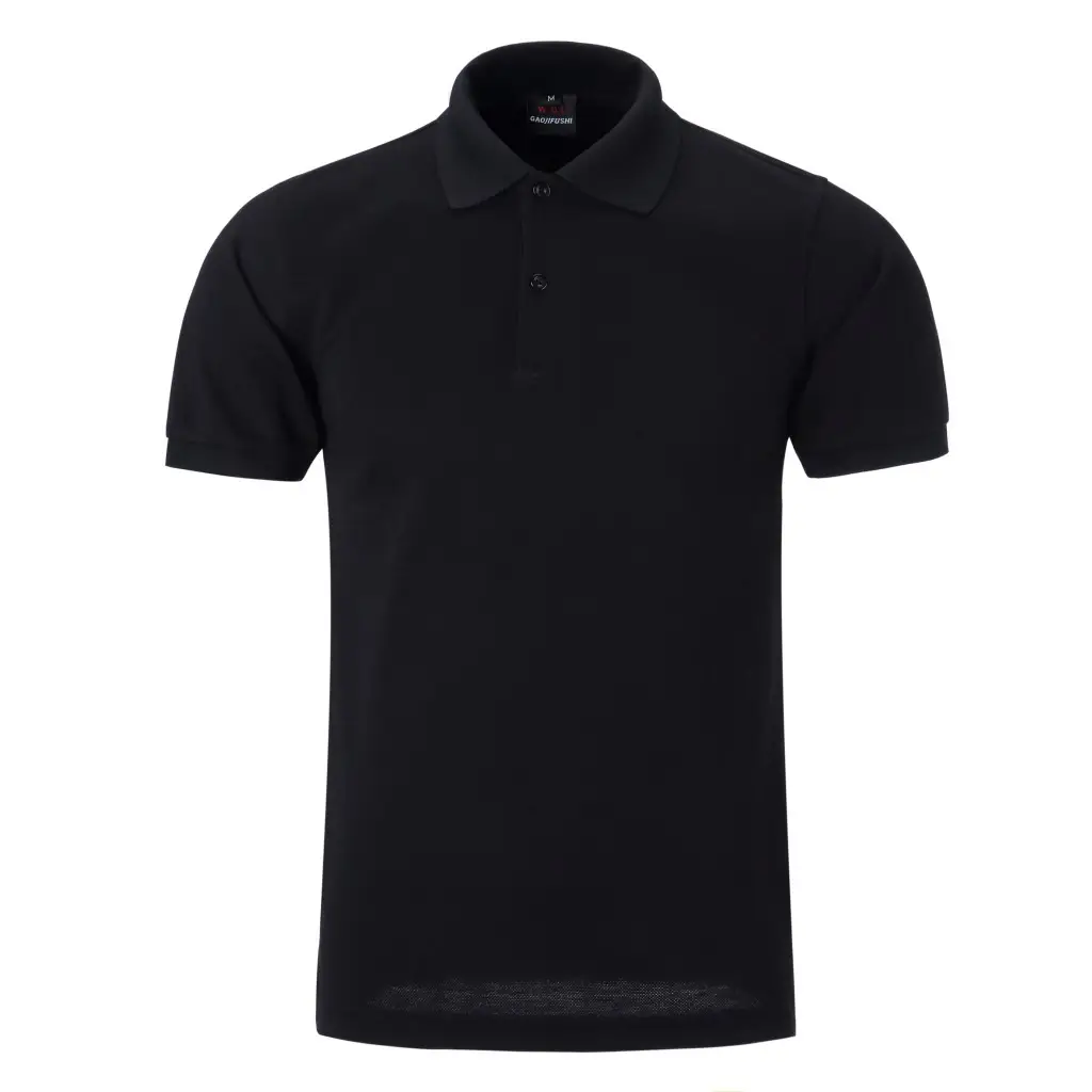 Men Black Polo Shirt with Embroidered Design - Image 3