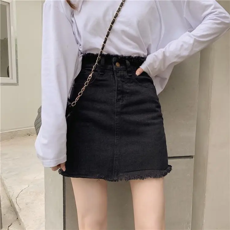 Denim High Waist Short Skirts Women Summer White Black - Image 2