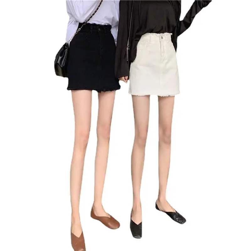 Denim High Waist Short Skirts Women Summer White Black - Image 5