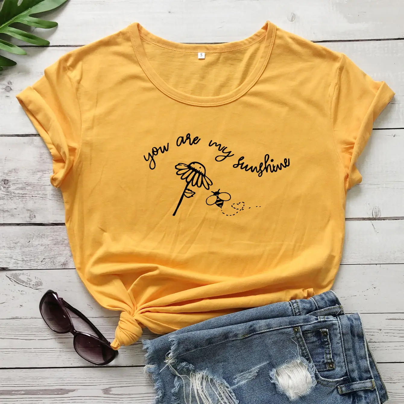 White Cotton T-Shirt with "You Are My Sunshine" Graphic - Image 3