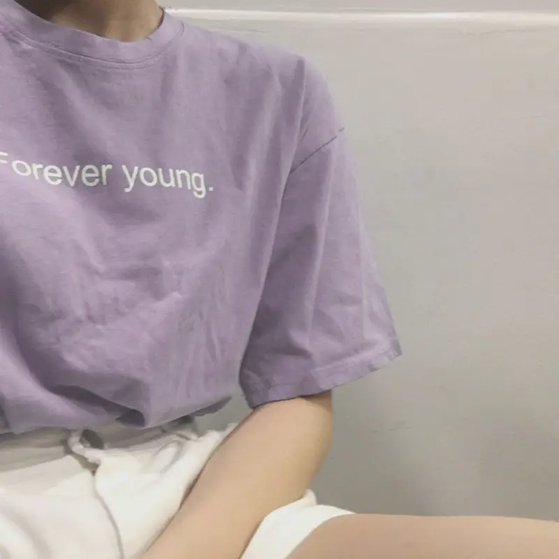 Women Purple Printed T-Shirt Summer Wear Loose Fit - Image 9