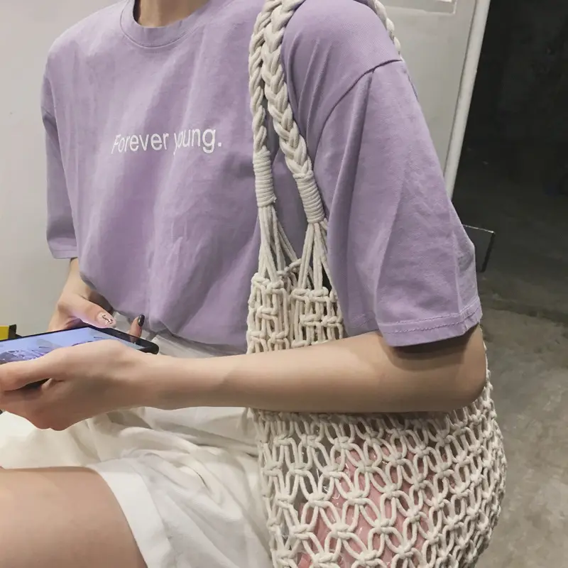 Women Purple Printed T-Shirt Summer Wear Loose Fit - Image 11