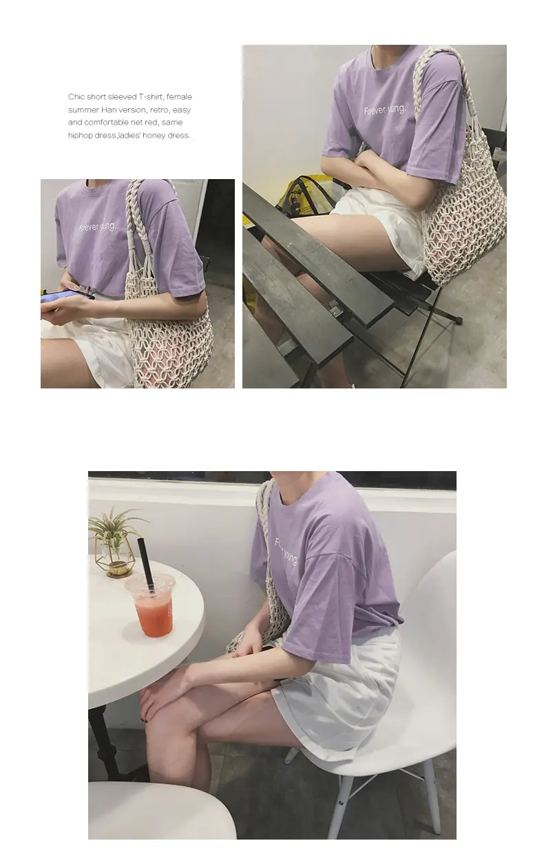 Women Purple Printed T-Shirt Summer Wear Loose Fit — feature 8