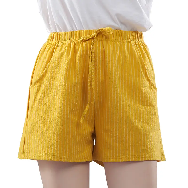 Women Black Striped Cotton Shorts Plus Size 2021 - Image 10