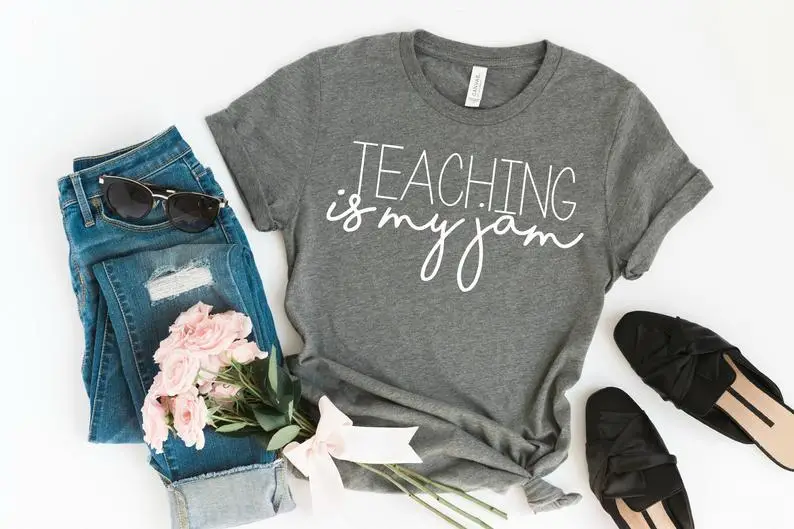 Teaching is my Jam Teacher Grey T-Shirt - Image 2